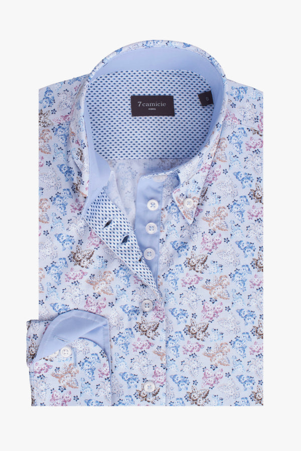 Chemise Femme Silvia Iconic Popelin Blanc Bleu