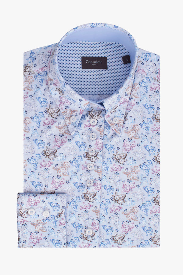Chemise Femme Silvia Iconic Popelin Blanc Bleu