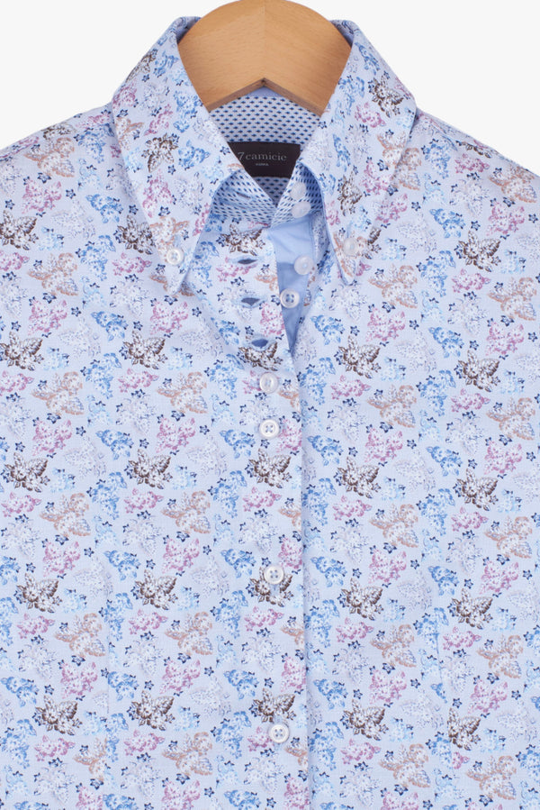 Chemise Femme Silvia Iconic Popelin Blanc Bleu