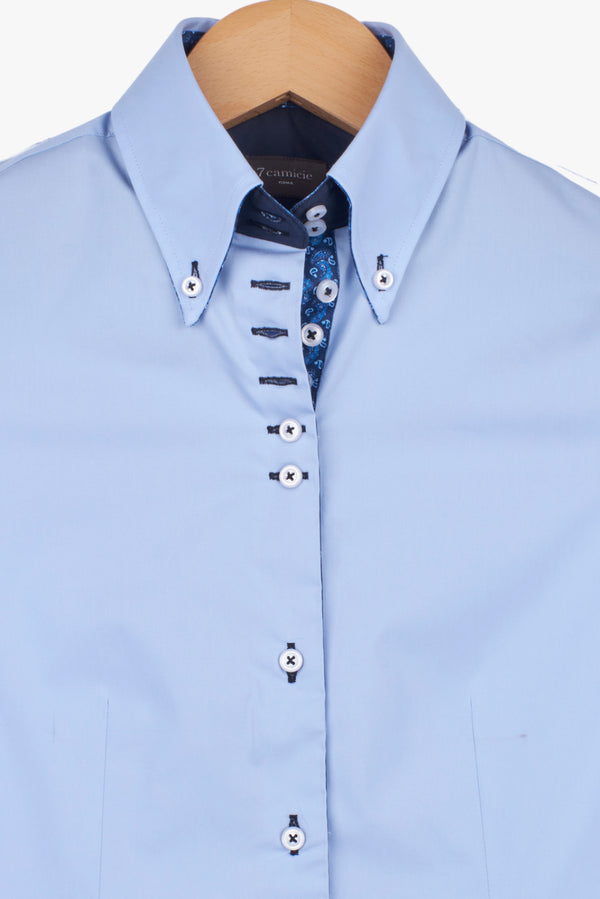 Silvia Iconic Damen Hemd Poplin Stretch Hellblau