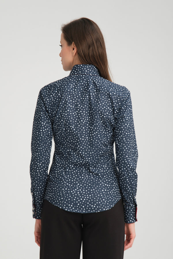 Silvia Iconic Poplin Stretch Women Shirt Blue White