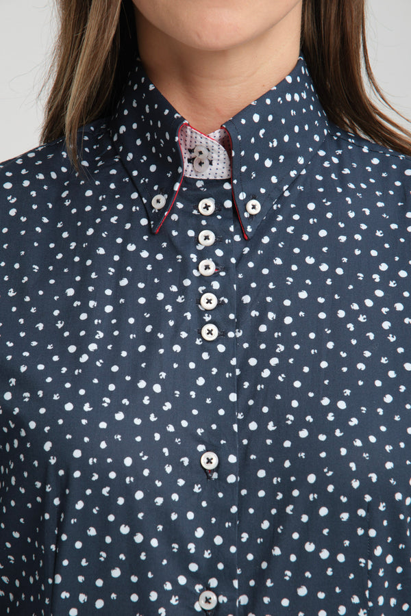 Silvia Iconic Poplin Stretch Women Shirt Blue White