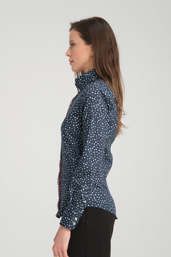 Silvia Iconic Poplin Stretch Women Shirt Blue White