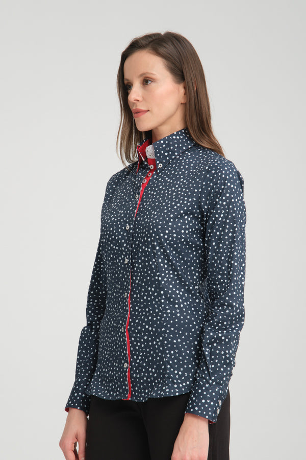 Silvia Iconic Poplin Stretch Women Shirt Blue White