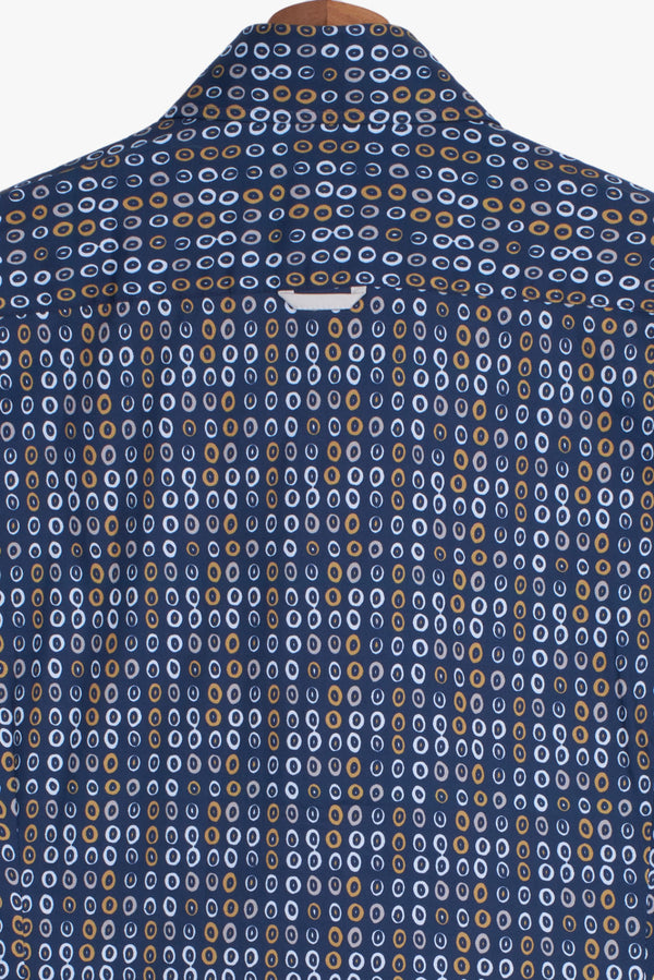 Camicia Uomo Roma Iconic Popelin Blu Giallo