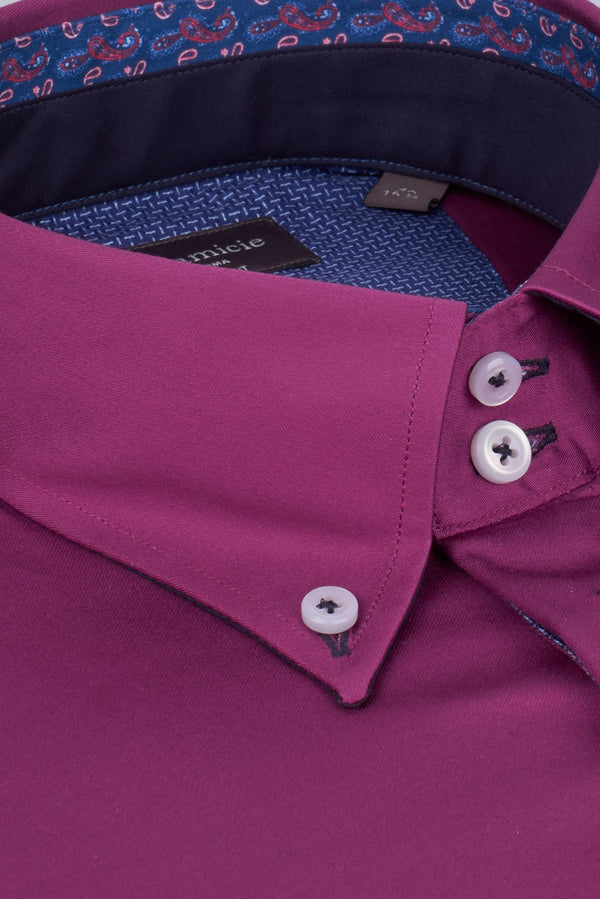 Roma Iconic Herren Hemd Satin Violett