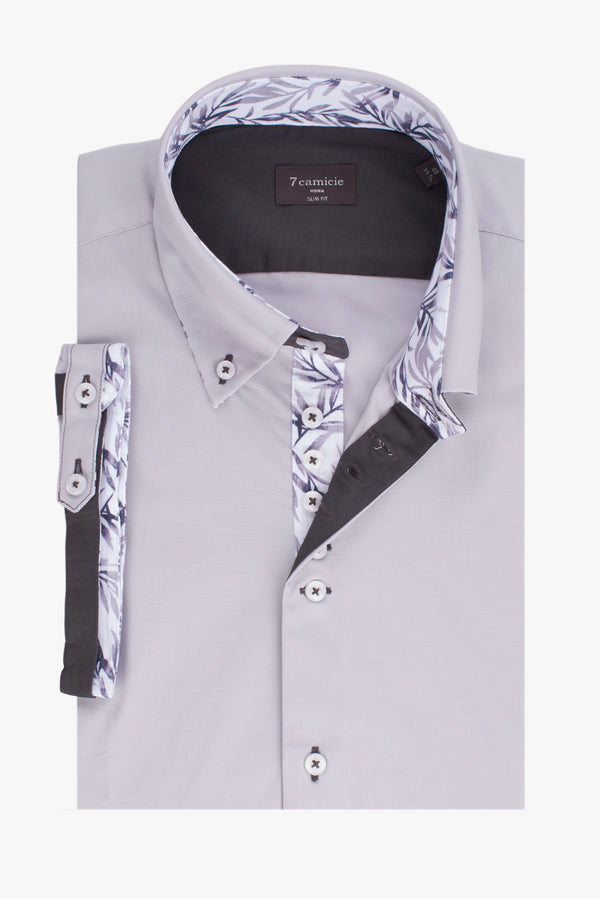 Chemise Homme Manche Courte Roma Iconic Popelin Stretch Gris