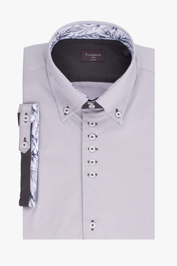 Chemise Homme Manche Courte Roma Iconic Popelin Stretch Gris