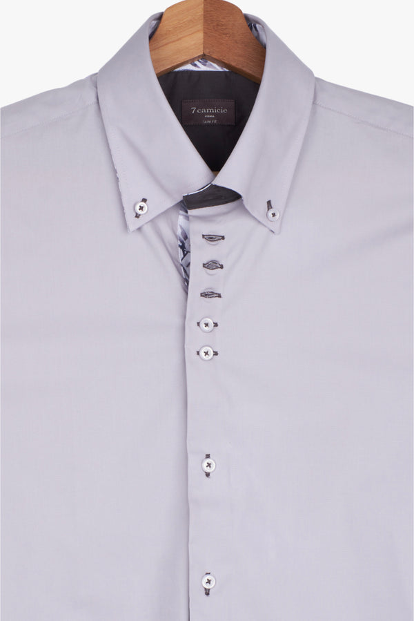 Chemise Homme Manche Courte Roma Iconic Popelin Stretch Gris