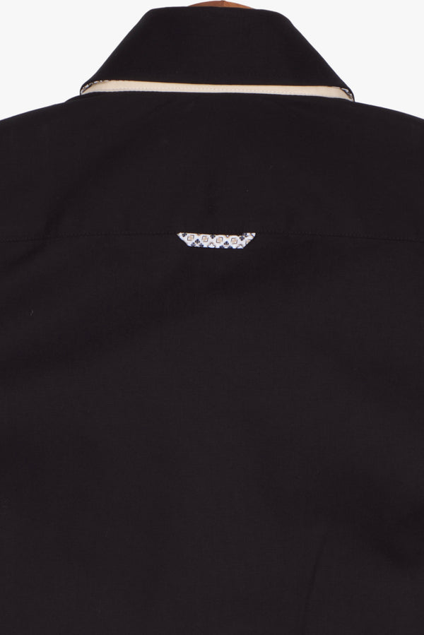 Roma Iconic Poplin Stretch Man Shirt Short Sleeve Black
