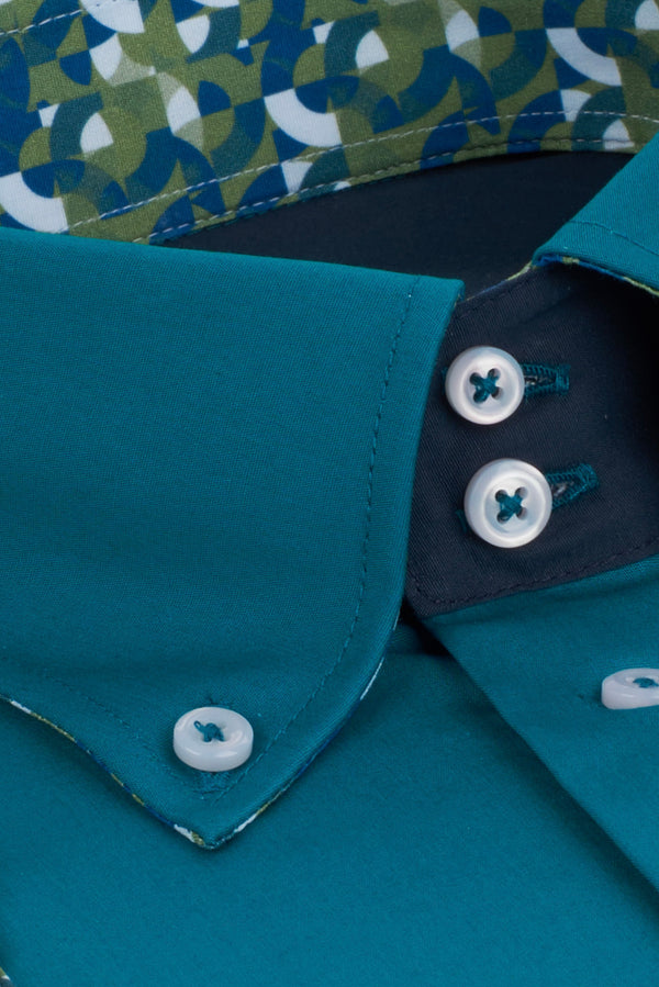 Camicia Uomo Manica Corta Roma Iconic Popelin Stretch Verde