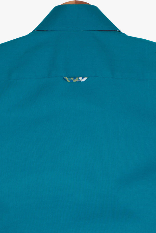Camicia Uomo Manica Corta Roma Iconic Popelin Stretch Verde