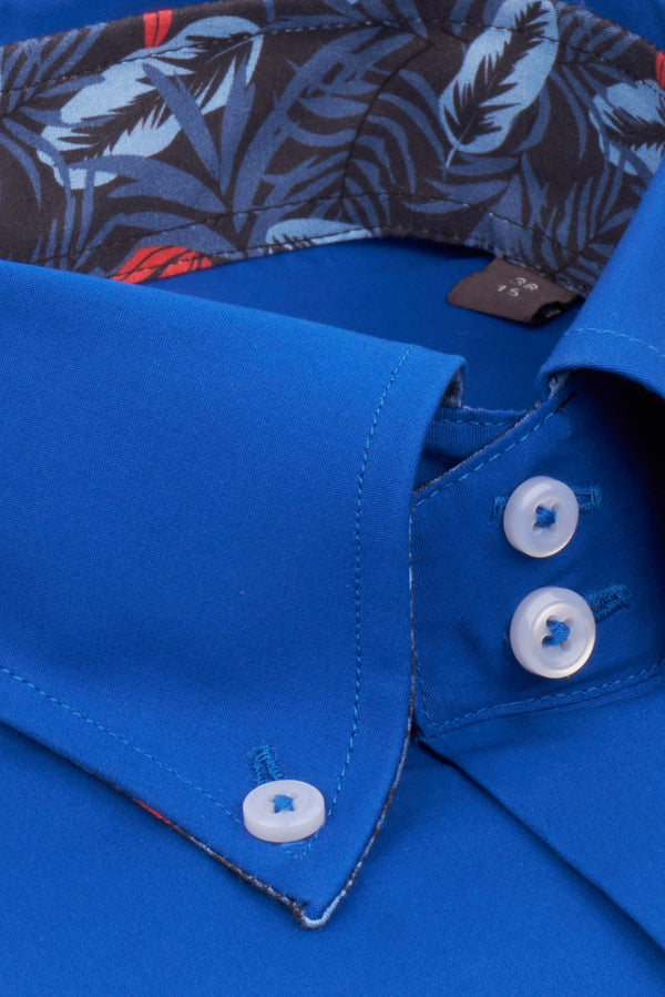 Camicia Uomo Roma Sport Popelin Stretch Blu scuro