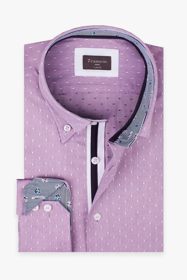 Camisa Hombre Roma Iconic Oxford Lila Blanco
