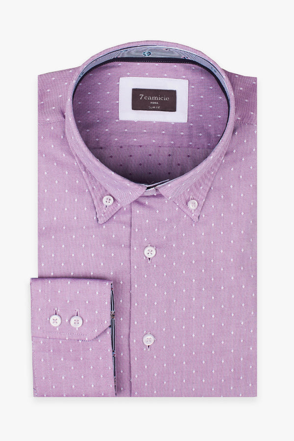 Camisa Hombre Roma Iconic Oxford Lila Blanco