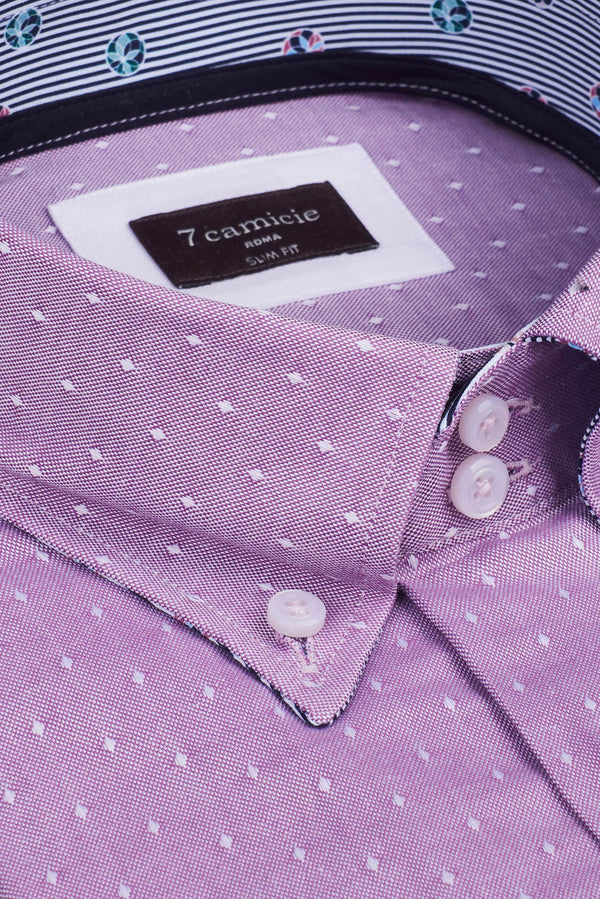 Camisa Hombre Roma Iconic Oxford Lila Blanco