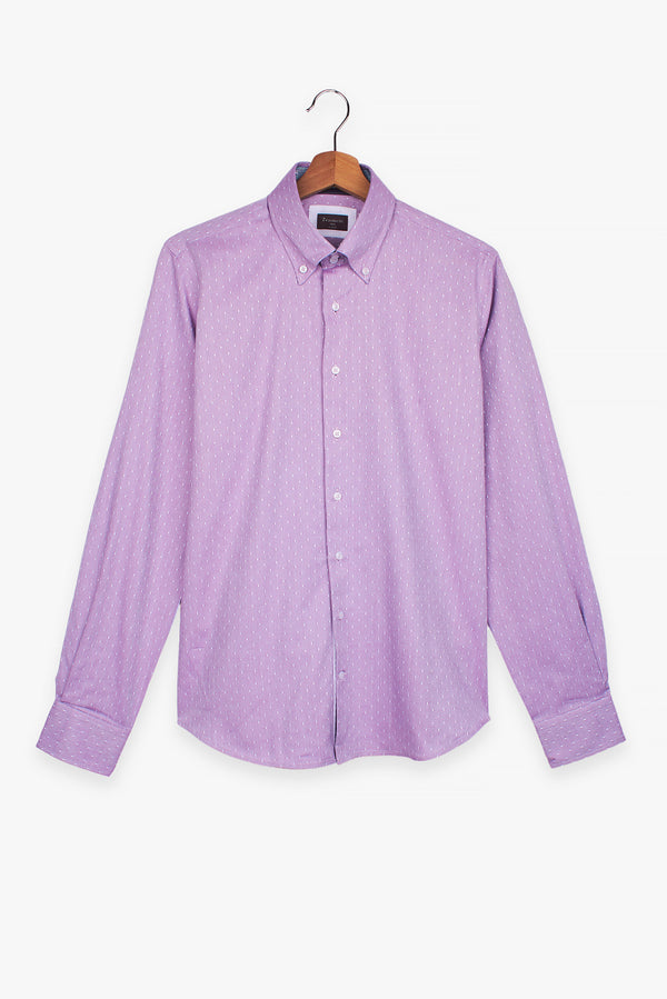 Camisa Hombre Roma Iconic Oxford Lila Blanco