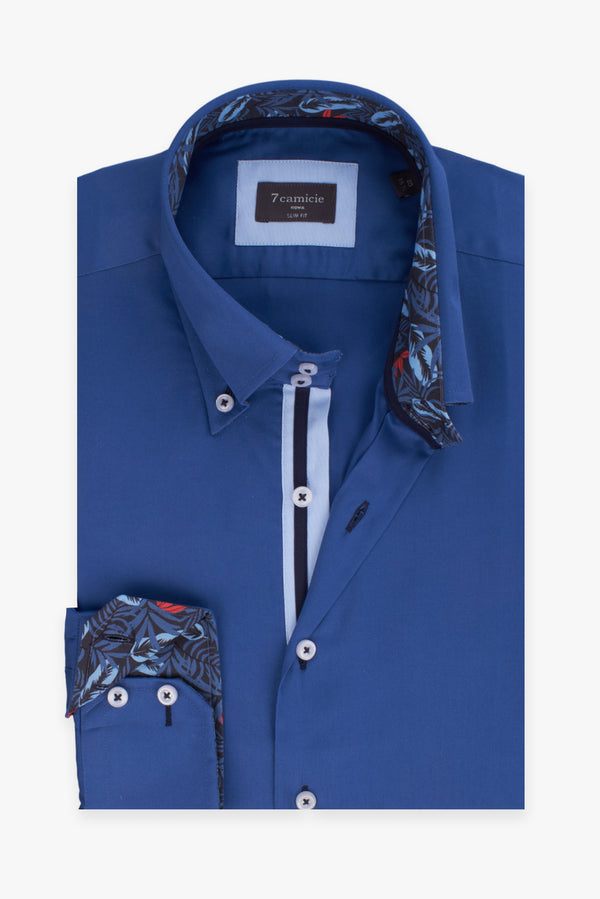 Camicia Uomo Roma Iconic Satin Blu