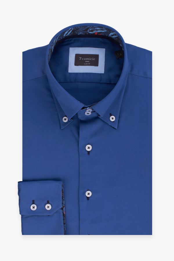 Camicia Uomo Roma Iconic Satin Blu