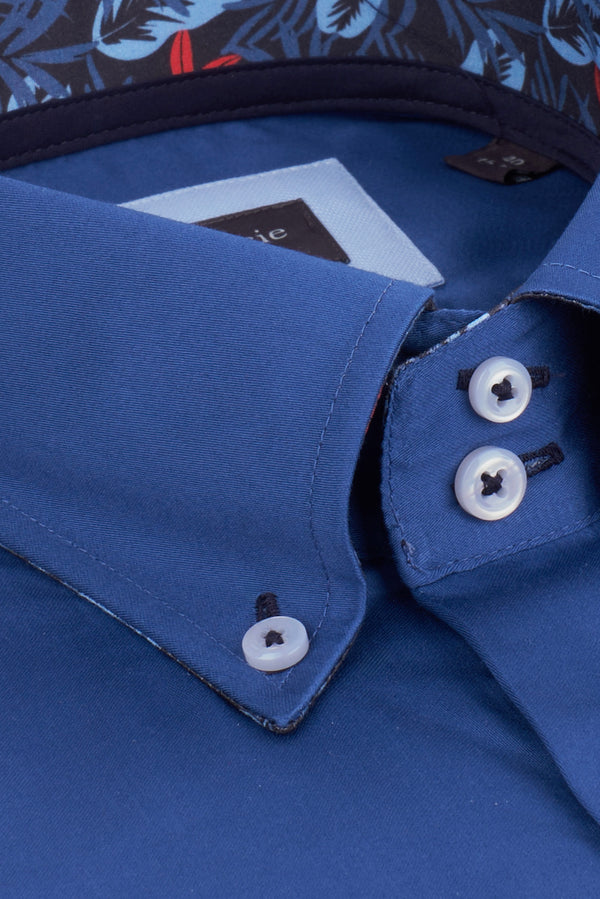 Camicia Uomo Roma Iconic Satin Blu