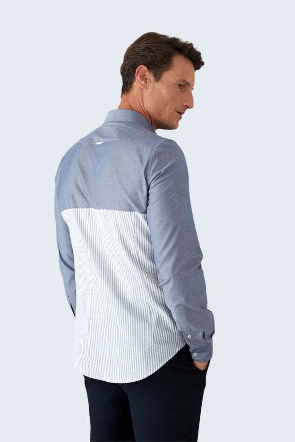 Camicia Uomo Sport Popelin Blu