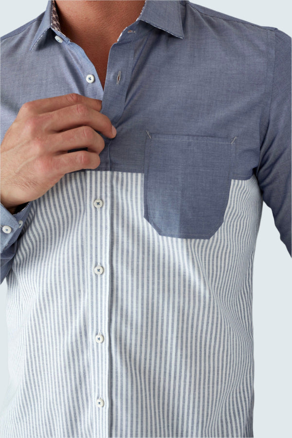 Camicia Uomo Sport Popelin Blu