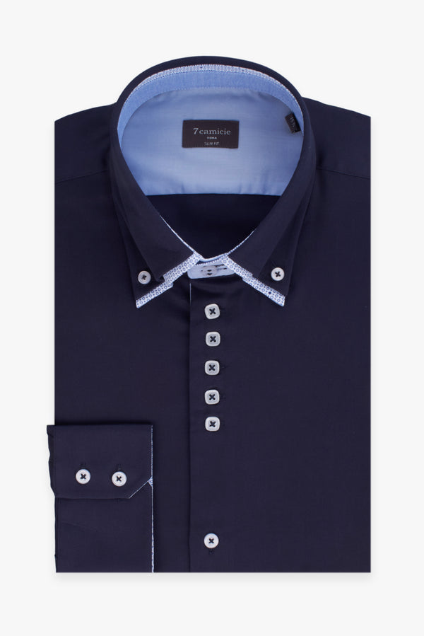 Camicia Uomo Marco Polo Iconic Satin Blu