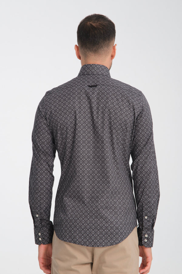 Marco Polo Iconic Herren Hemd Poplin Stretch Schwarz Weiss