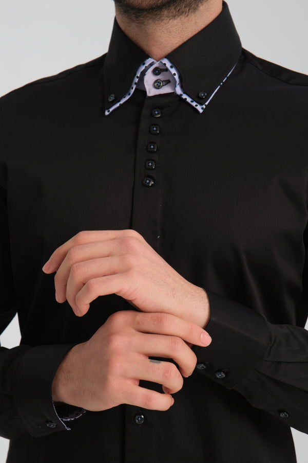 Camicia Uomo Marco Polo Iconic Satin Nero