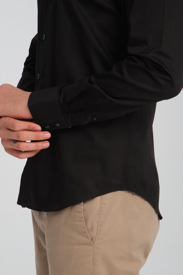 Camicia Uomo Marco Polo Iconic Satin Nero