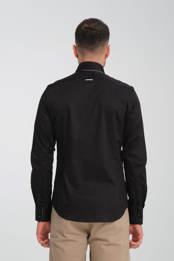 Camicia Uomo Marco Polo Iconic Satin Nero