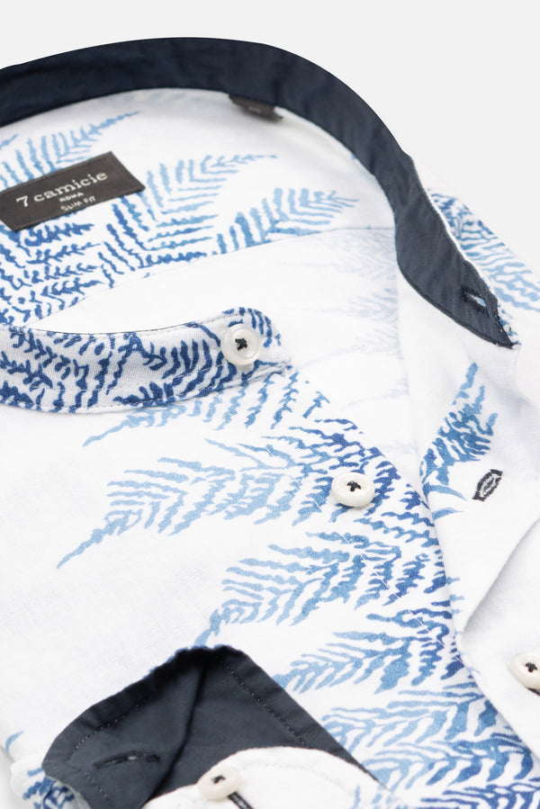 Caravaggio Sport Linen Man Shirt White Blue