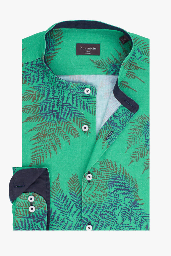 Caravaggio Sport Linen Man Shirt Green Blue