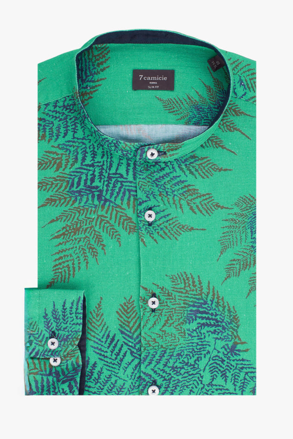 Caravaggio Sport Linen Man Shirt Green Blue
