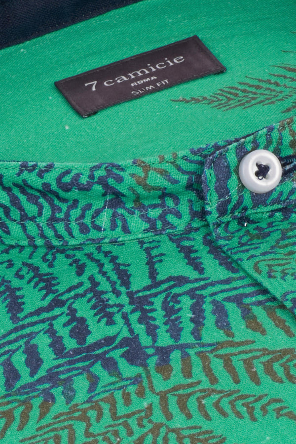 Caravaggio Sport Linen Man Shirt Green Blue
