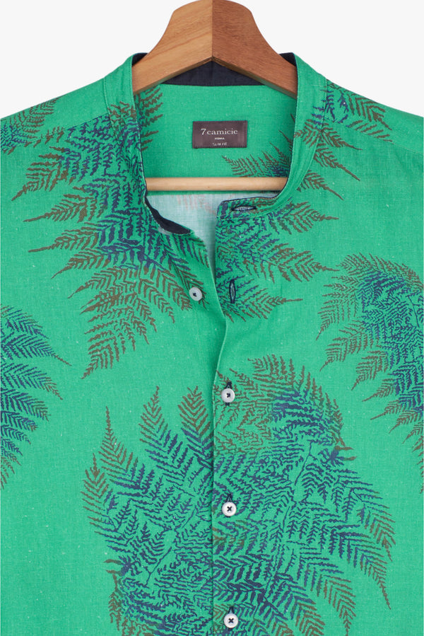 Caravaggio Sport Linen Man Shirt Green Blue