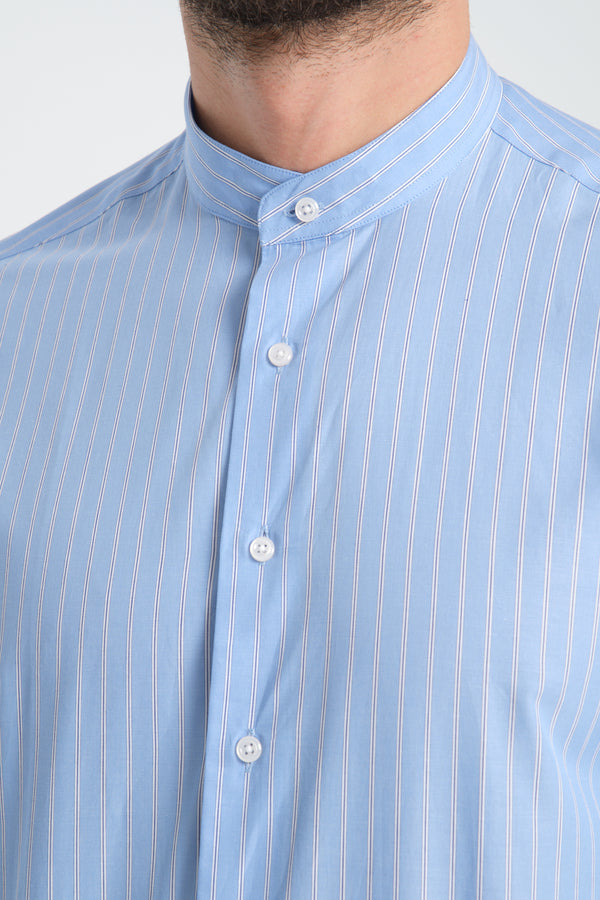 Camisa de Hombre en Popelina a Rayas – Cuello Múltiple