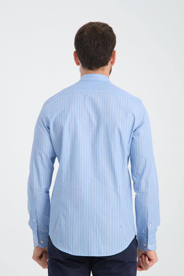 Camisa de Hombre en Popelina a Rayas – Cuello Múltiple