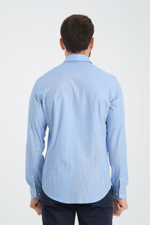 Camisa de Hombre en Popelina a Rayas – Cuello Múltiple