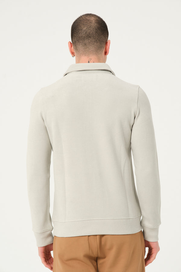 Maglione Grigio Chiaro da Uomo con Mezza Zip