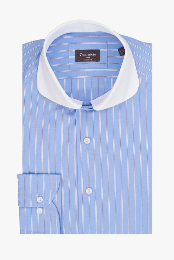 Camisa de Hombre en Popelina a Rayas – Cuello Múltiple