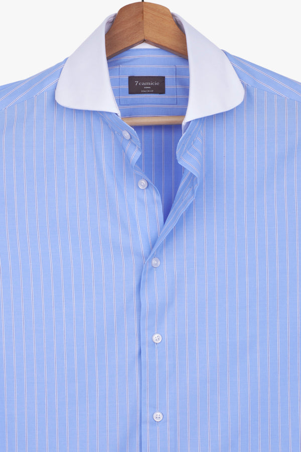 Camisa de Hombre en Popelina a Rayas – Cuello Múltiple