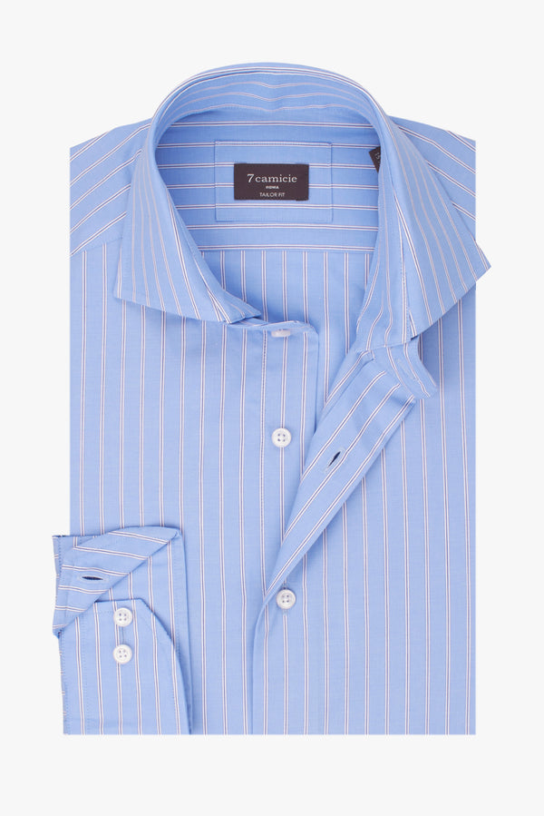 Camisa de Hombre en Popelina a Rayas – Cuello Múltiple
