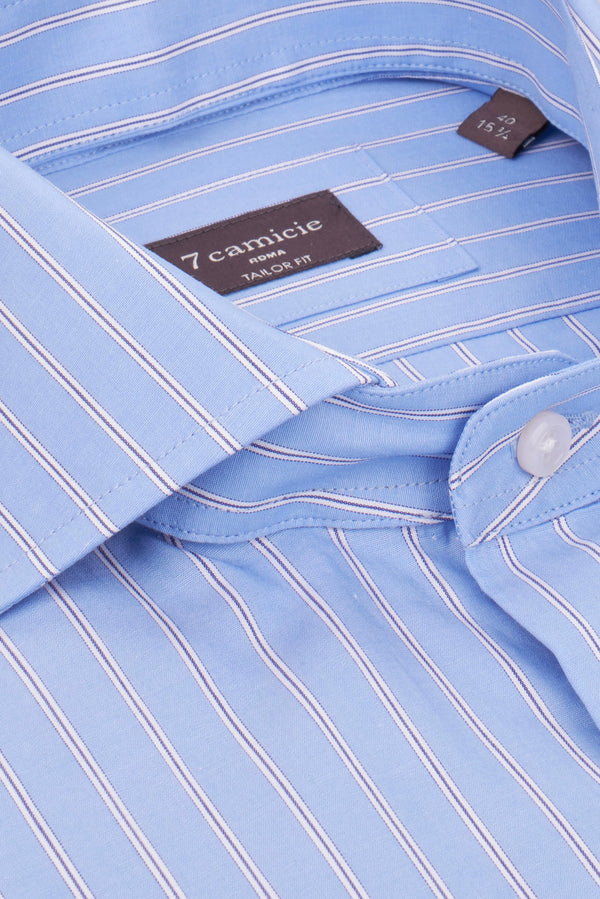 Camisa de Hombre en Popelina a Rayas – Cuello Múltiple
