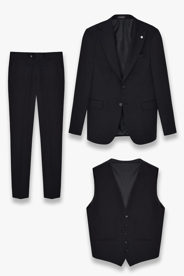 Polyviscose Man Suit Black