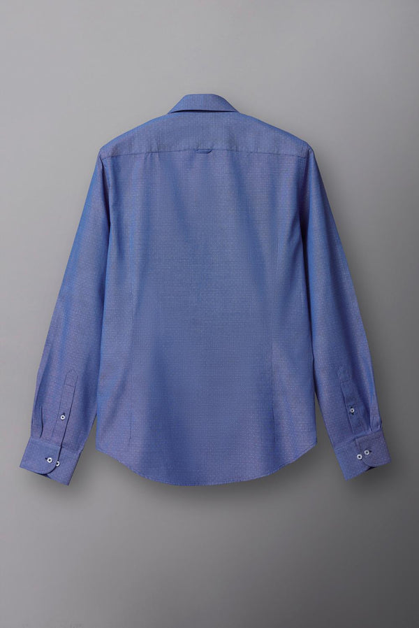 Donatello Iconic Herren Hemd Jacquard Blau Weiss