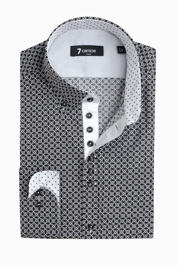 Chemise Homme Donatello Iconic Popelin Noir Blanc