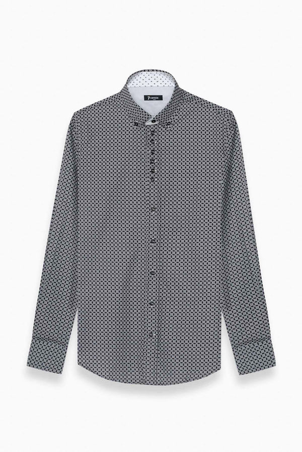 Camisa Hombre Donatello Iconic Popelin Negro Blanco