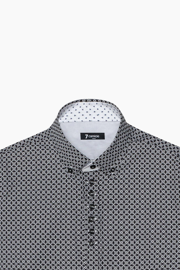 Camicia Uomo Donatello Iconic Popelin Nero Bianco