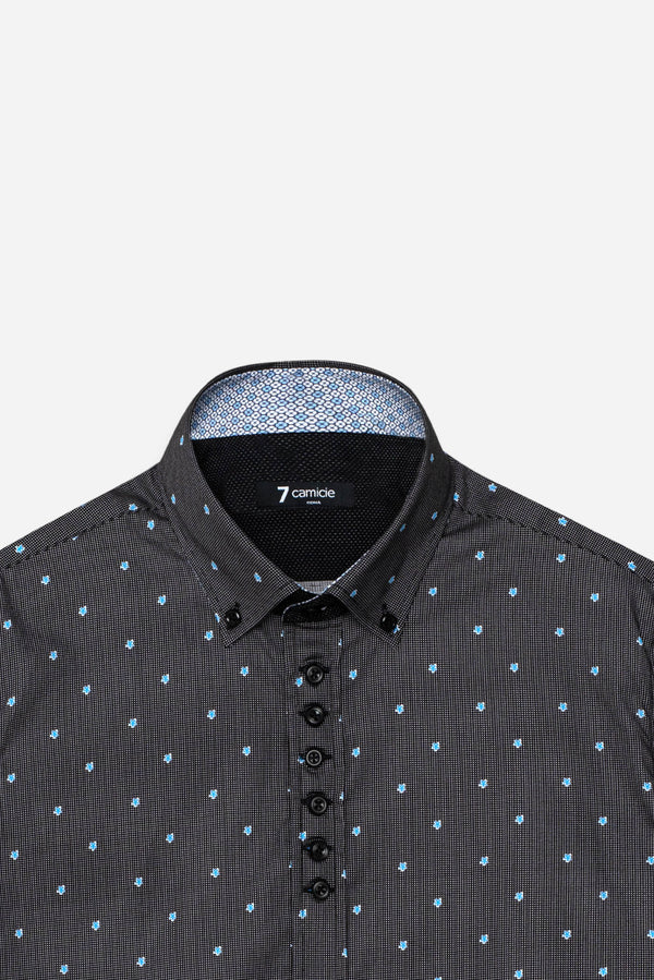 Camicia Uomo Donatello Iconic Popelin Nero Blu